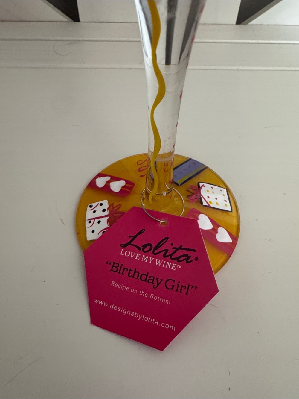 Lolita Hand-Painted 'Birthday Girl' Wine Glass - Pink, Purple & Yellow - Picture 5 of 6